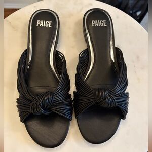 PAIGE Black Knotted Slide Sandals NEW